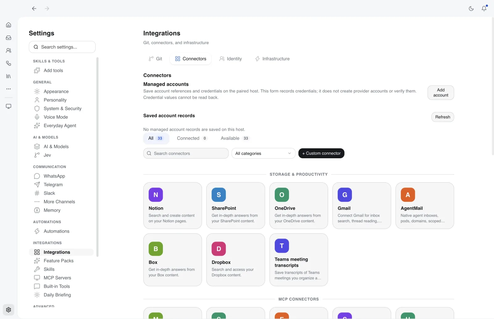 CoWork OS connector catalog
