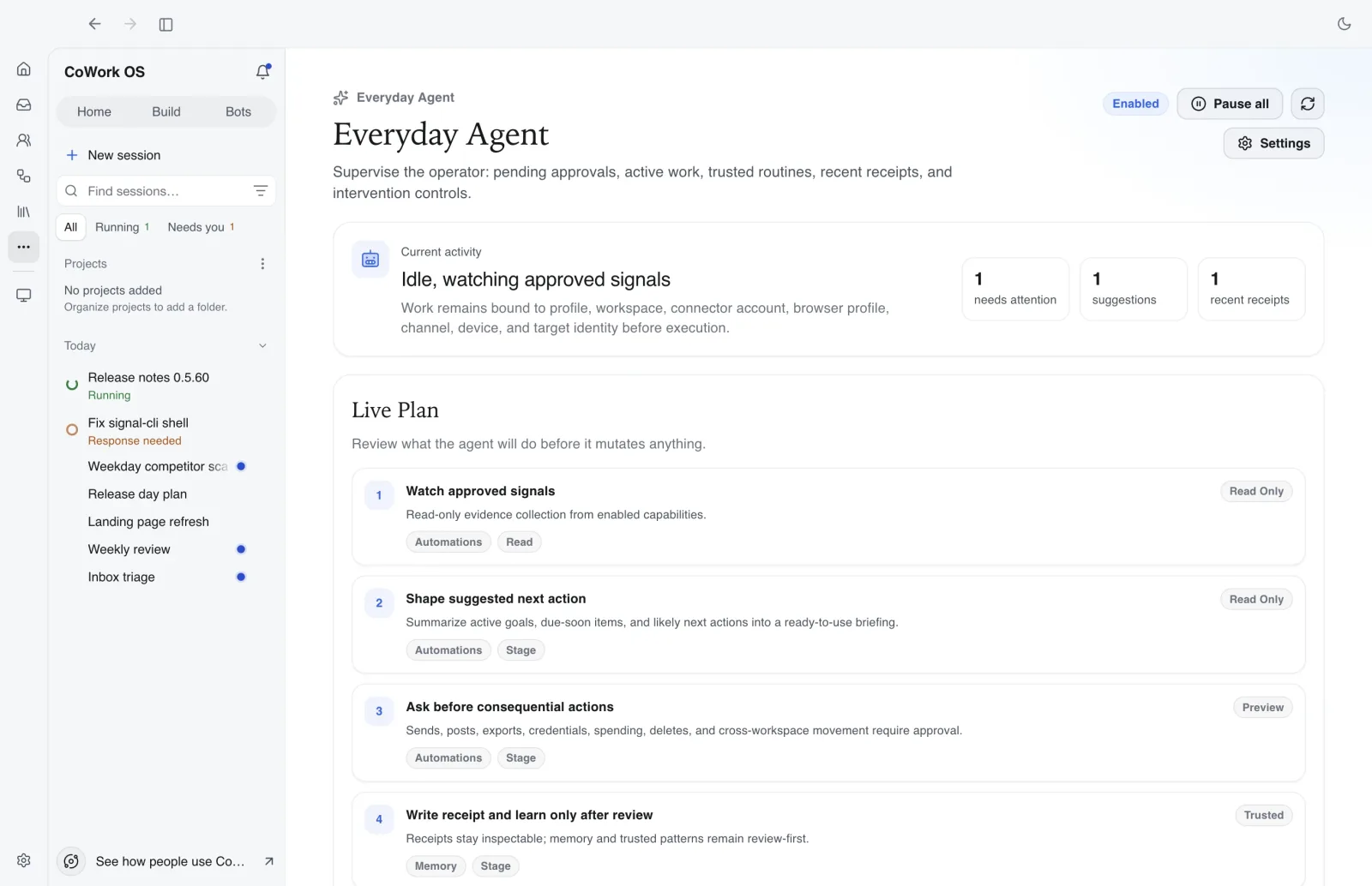 CoWork OS Everyday Agent plan