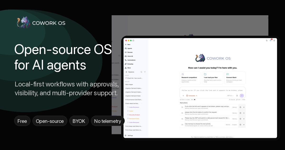 CoWork OS — Open-Source AI Agent OS and Everything App